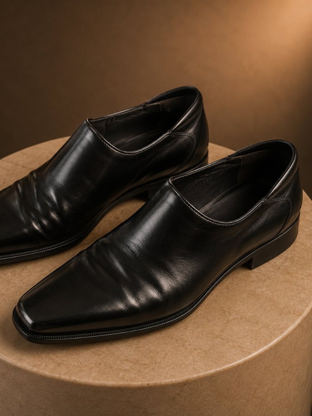 Donald J. Pliner REX-120 Black Leather Slip on Loafers Mens 10.5 M Square Toe